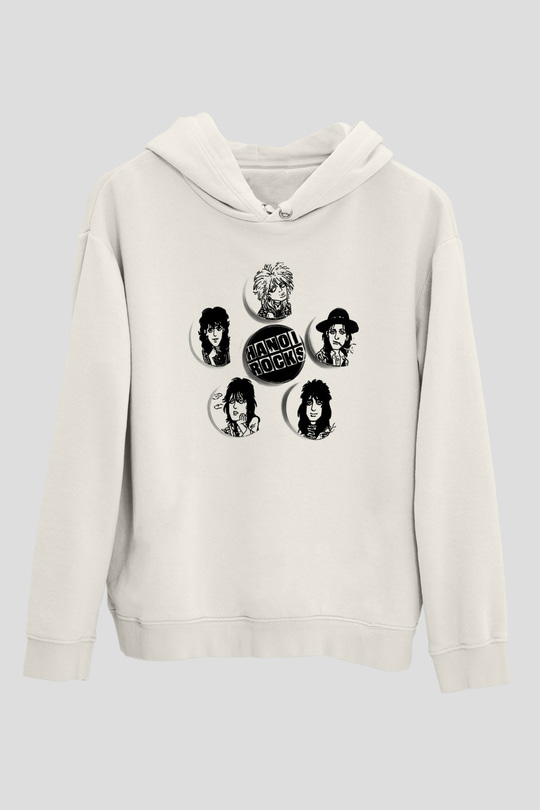 Hanoi Rocks Beyaz Unisex Kapşonlu Sweatshirt
