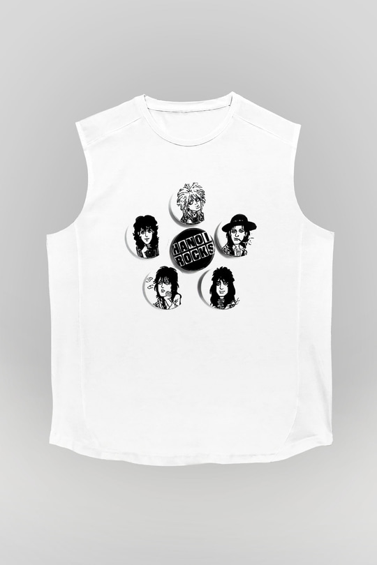 Hanoi Rocks Beyaz Unisex Kolsuz Tişört