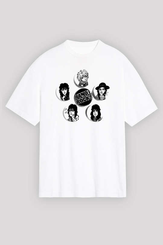 Hanoi Rocks Beyaz Unisex Oversize Tişört T-Shirt