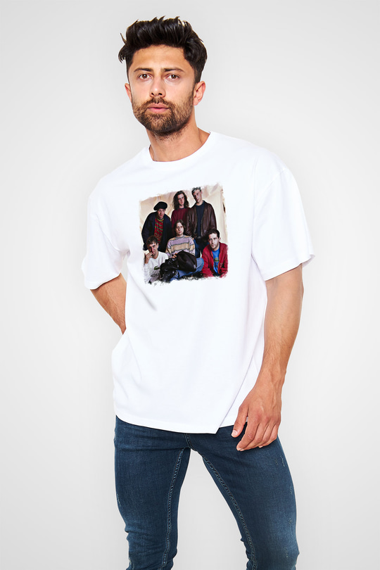 Happy Mondays Baskılı Unisex Beyaz Oversize Tişört