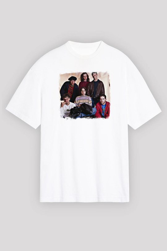 Happy Mondays Baskılı Unisex Beyaz Oversize Tişört