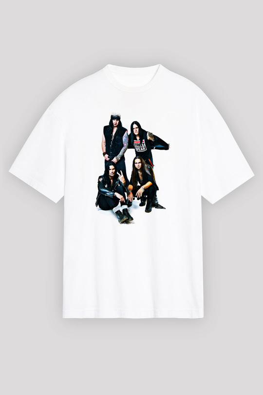 Hardcore Superstar Baskılı Unisex Beyaz Oversize Tişört