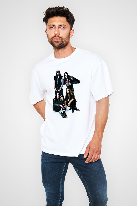Hardcore Superstar Baskılı Unisex Beyaz Oversize Tişört