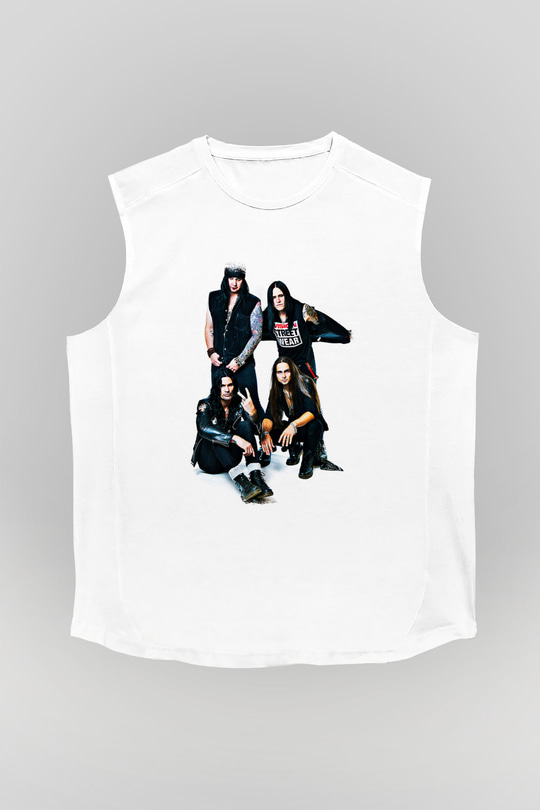 Hardcore Superstar Baskılı Unisex Beyaz Kolsuz Tişört