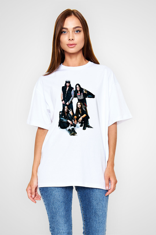Hardcore Superstar Baskılı Unisex Beyaz Oversize Tişört