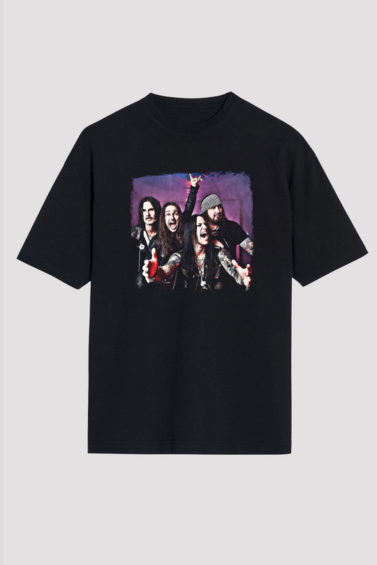 Hardcore Superstar Baskılı Unisex Siyah Oversize Tişört