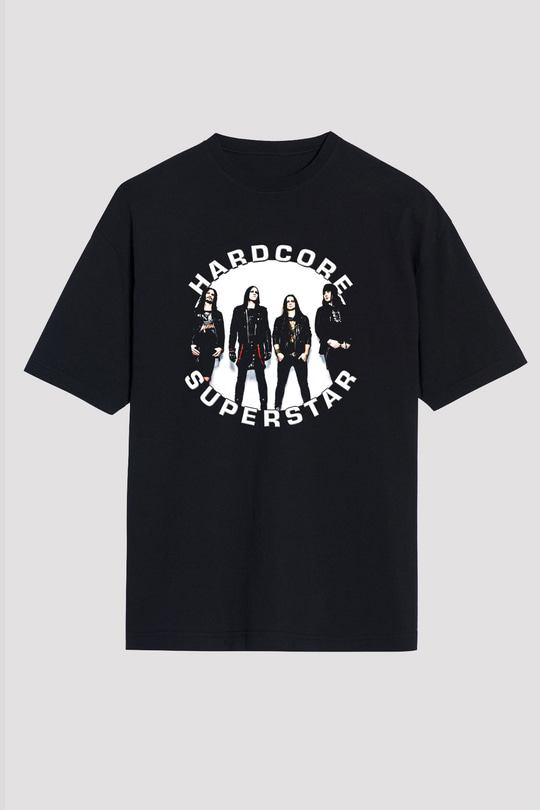 Hardcore Superstar Baskılı Unisex Siyah Oversize Tişört