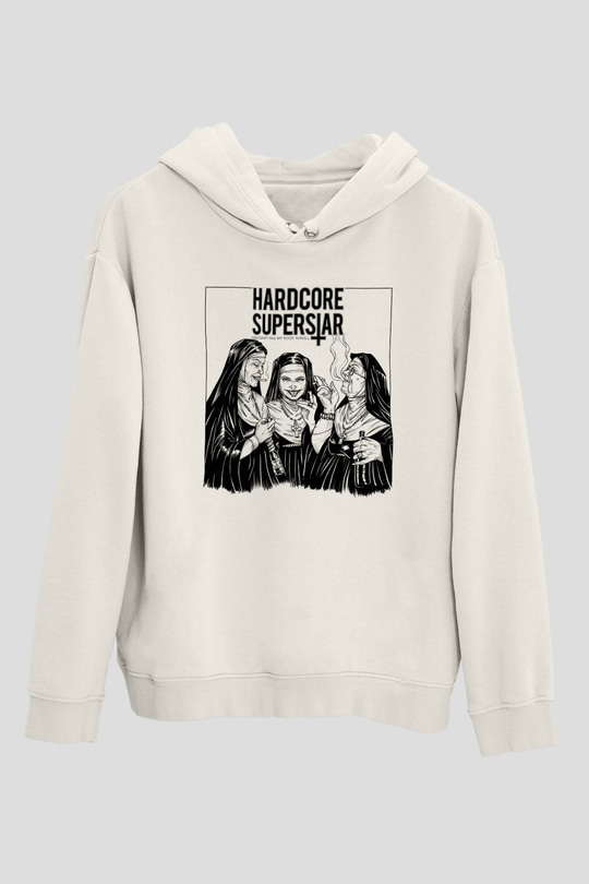 Hardcore Superstar Beyaz Unisex Kapşonlu Sweatshirt