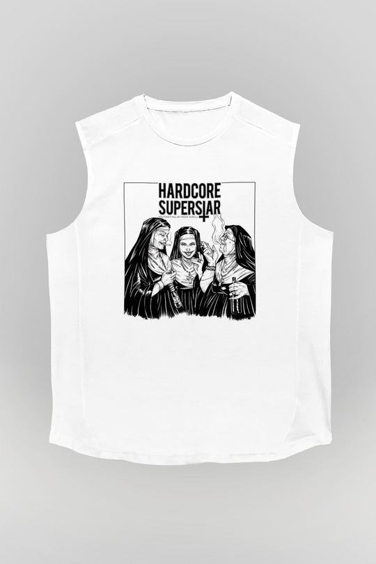 Hardcore Superstar Beyaz Unisex Kolsuz Tişört