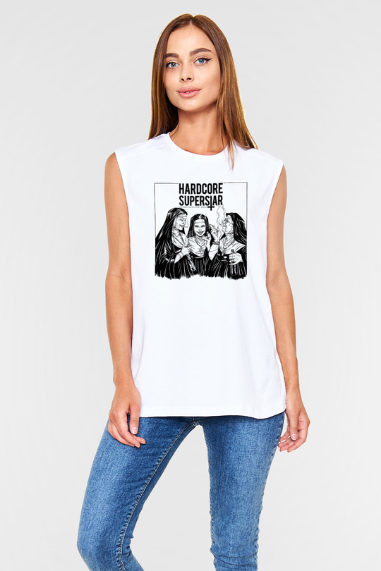 Hardcore Superstar Beyaz Unisex Kolsuz Tişört