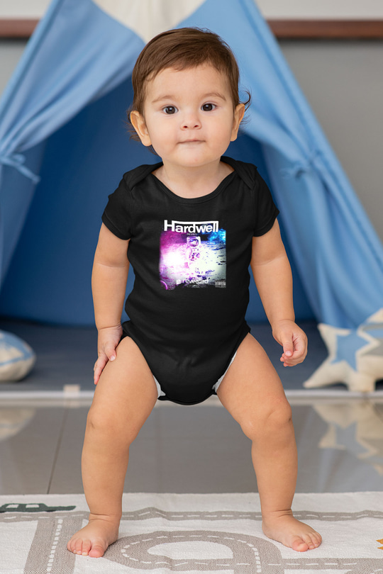 Hardwell Baskılı Siyah Bebek Body - Zıbın