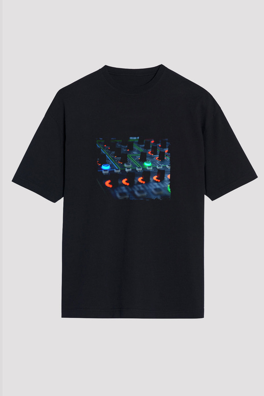 Hardwell Baskılı Unisex Oversize Siyah Tişört