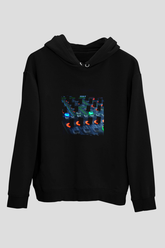 Hardwell Baskılı Unisex Siyah Hoodie