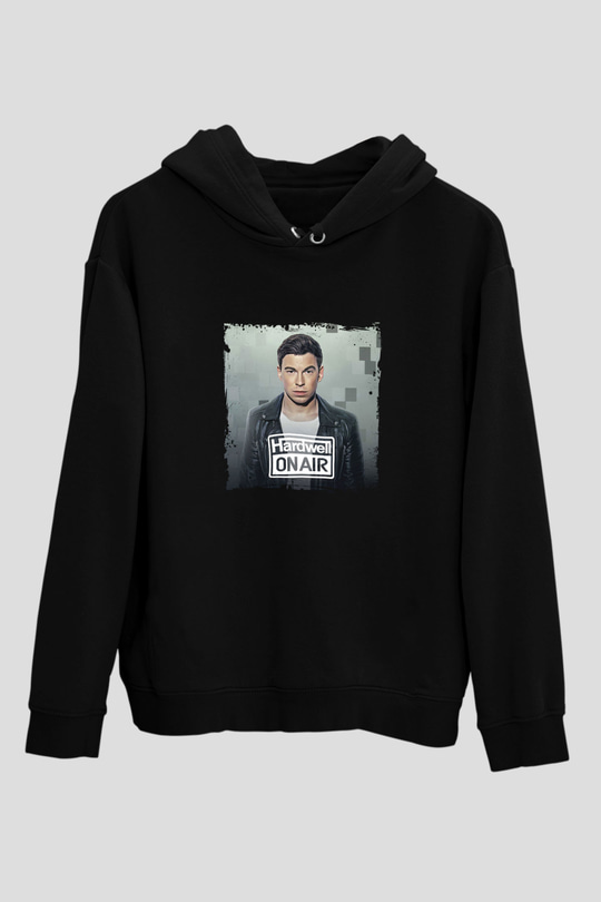 Hardwell Baskılı Unisex Siyah Hoodie