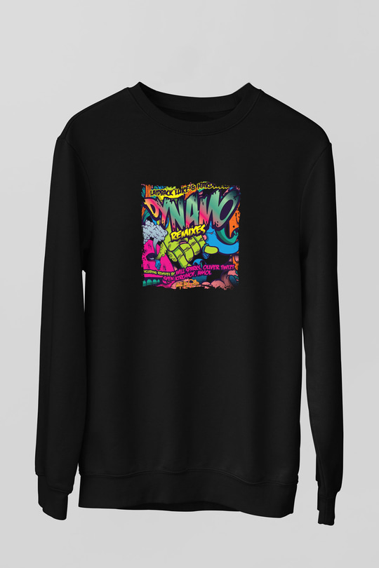 Hardwell Baskılı Unisex Siyah Sweatshirt