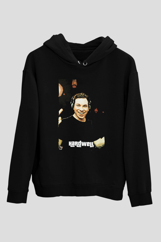 Hardwell Siyah Unisex Kapüşonlu Sweatshirt