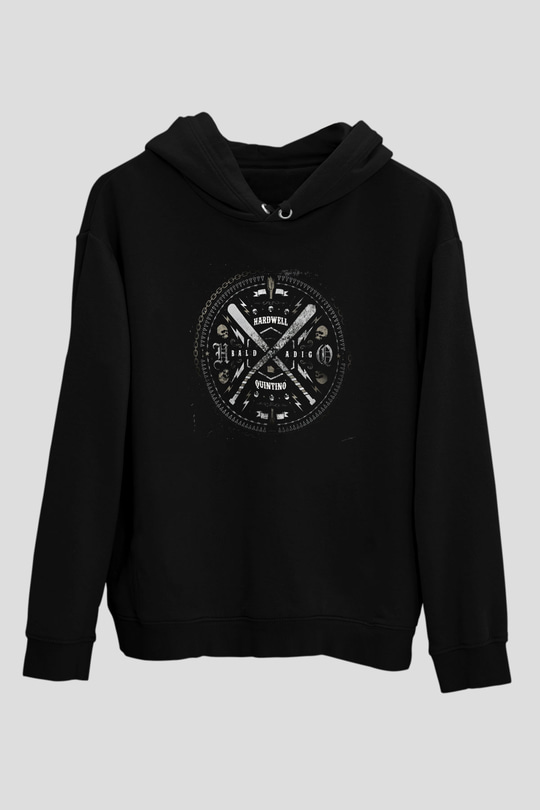 Hardwell Siyah Unisex Kapüşonlu Sweatshirt