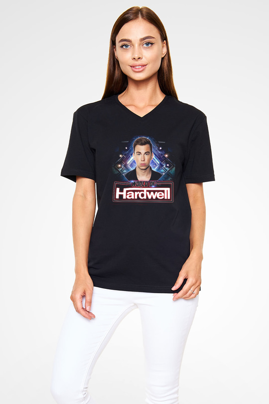 Hardwell Siyah Unisex V Yaka Tişört