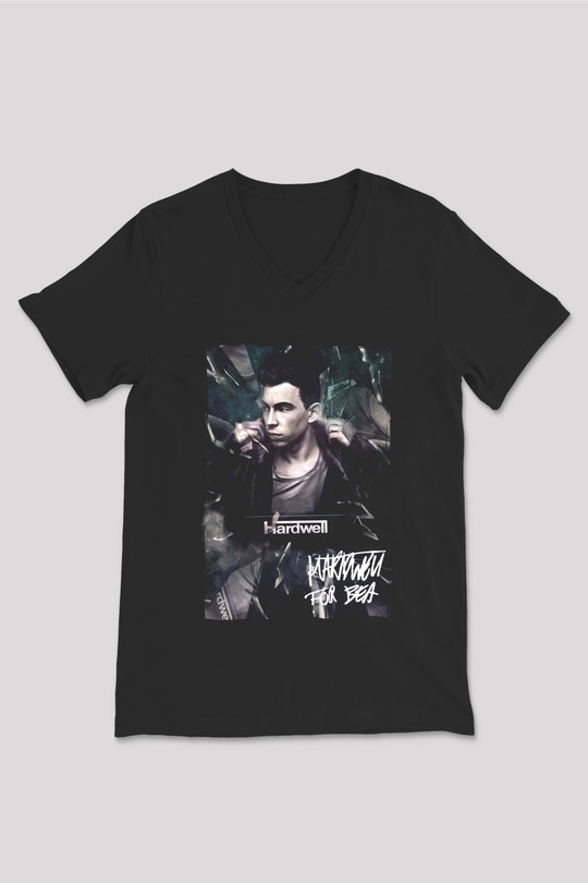 Hardwell Siyah Unisex V Yaka Tişört