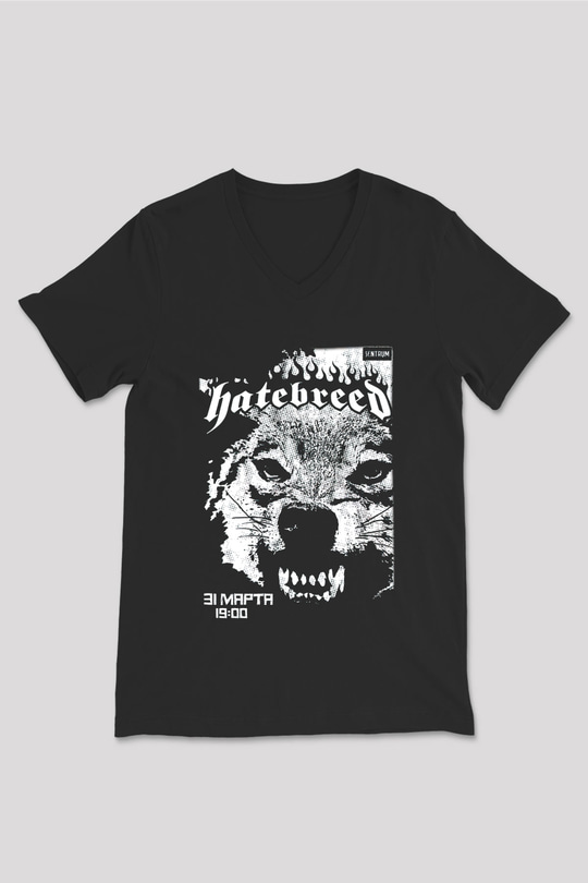 Hatebreed Siyah Unisex V Yaka Tişört T-Shirt