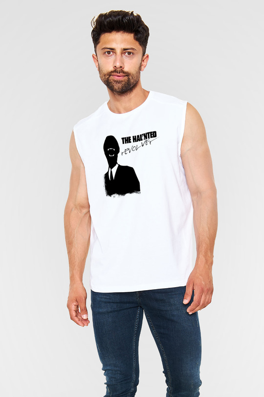 Haunted (The) Baskılı Unisex Beyaz Kolsuz Tişört