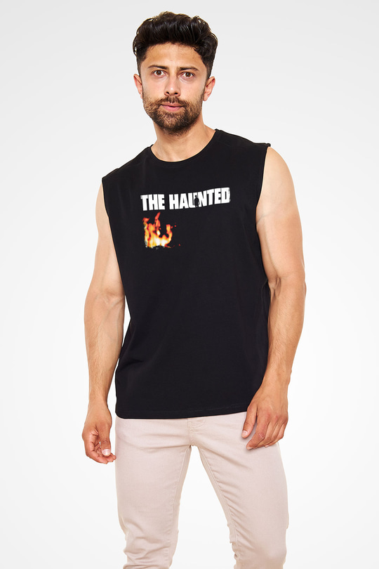 Haunted (The) Baskılı Unisex Siyah Kolsuz Tişört