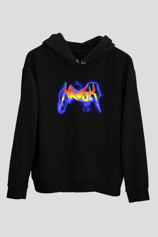 Havok Baskılı Unisex Siyah Kapüşonlu Sweatshirt