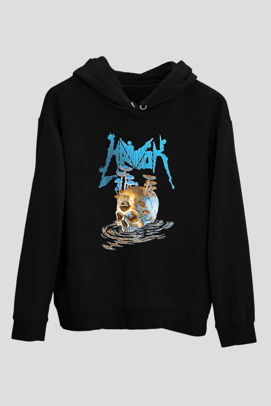 Havok Baskılı Unisex Siyah Kapüşonlu Sweatshirt