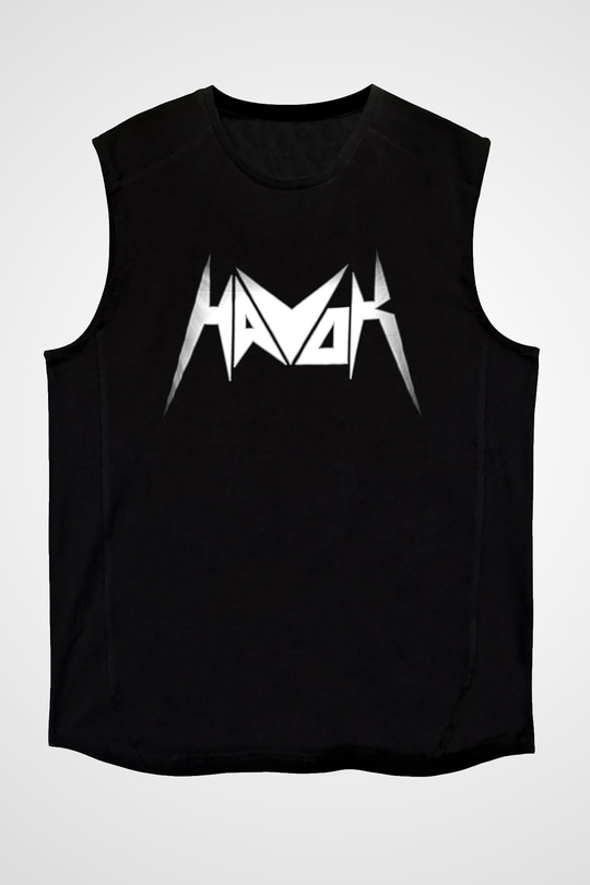 Havok Baskılı Unisex Siyah Kolsuz Tişört - Tshirt