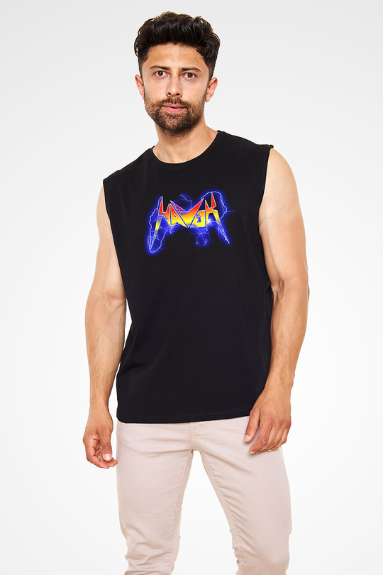 Havok Baskılı Unisex Siyah Kolsuz Tişört - Tshirt