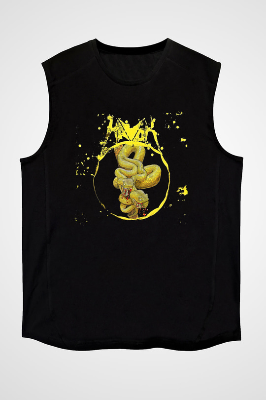 Havok Baskılı Unisex Siyah Kolsuz Tişört - Tshirt