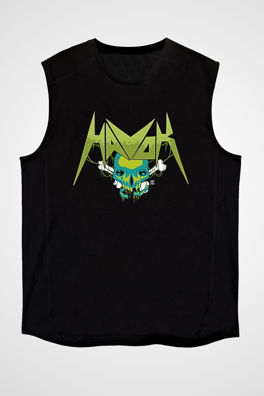 Havok Baskılı Unisex Siyah Kolsuz Tişört - Tshirt