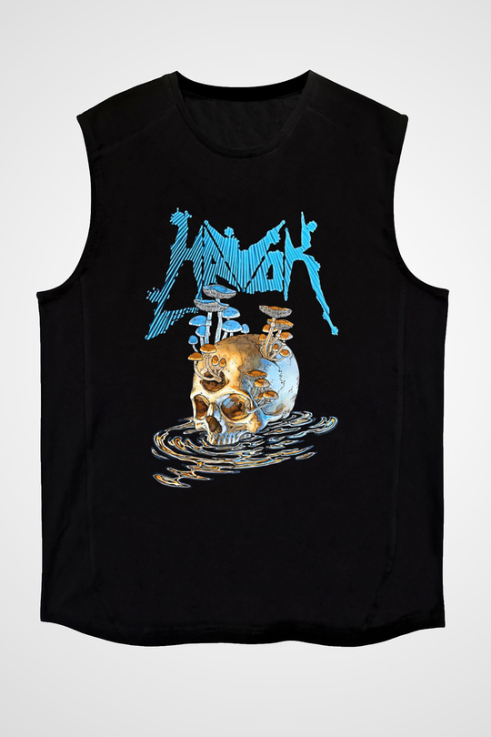 Havok Baskılı Unisex Siyah Kolsuz Tişört - Tshirt