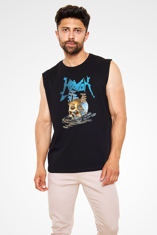 Havok Baskılı Unisex Siyah Kolsuz Tişört - Tshirt