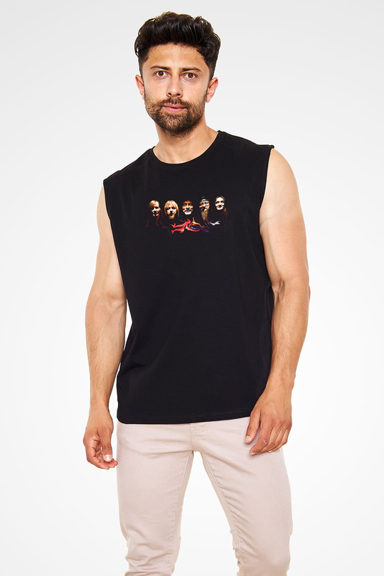 Hawkwind Baskılı Unisex Siyah Kolsuz Tişört