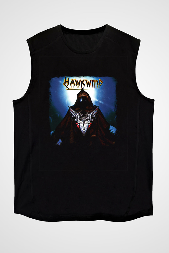 Hawkwind Baskılı Unisex Siyah Kolsuz Tişört
