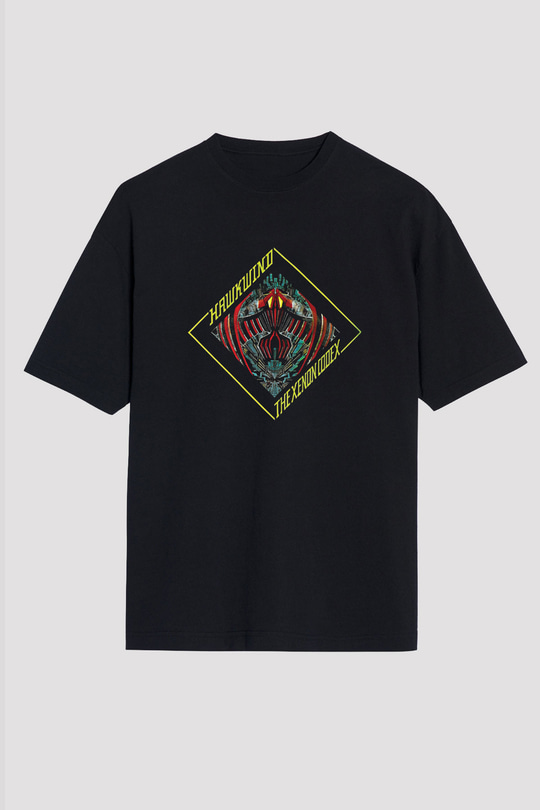 Hawkwind Baskılı Unisex Siyah Oversize Tişört
