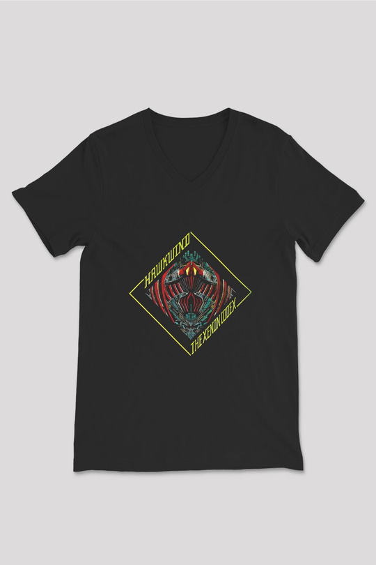 Hawkwind Baskılı Unisex Siyah V Yaka Tişört