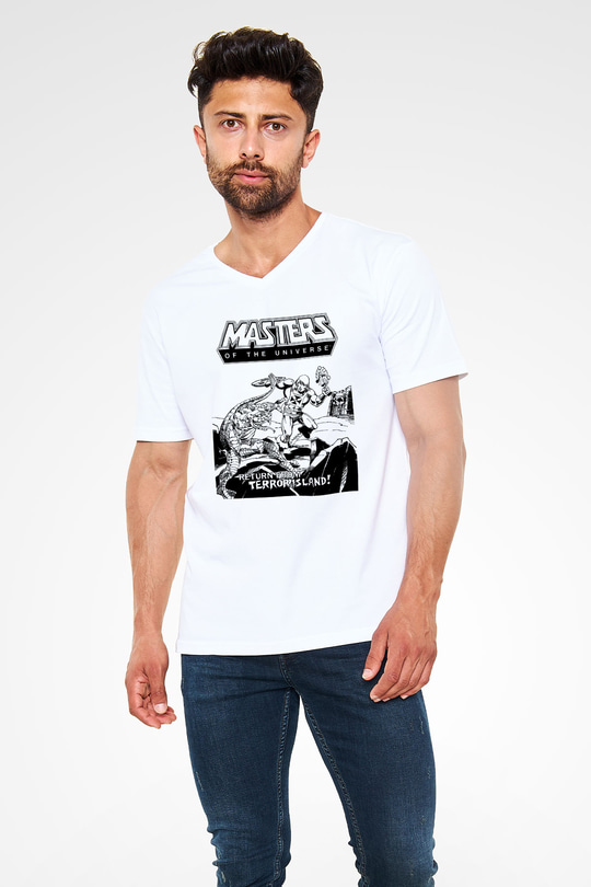 He-Man and the Masters of Universe Beyaz Unisex V Yaka Tişört