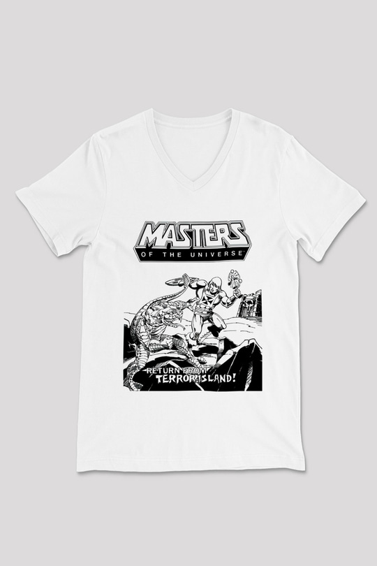 He-Man and the Masters of Universe Beyaz Unisex V Yaka Tişört