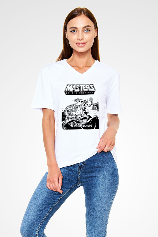 He-Man and the Masters of Universe Beyaz Unisex V Yaka Tişört