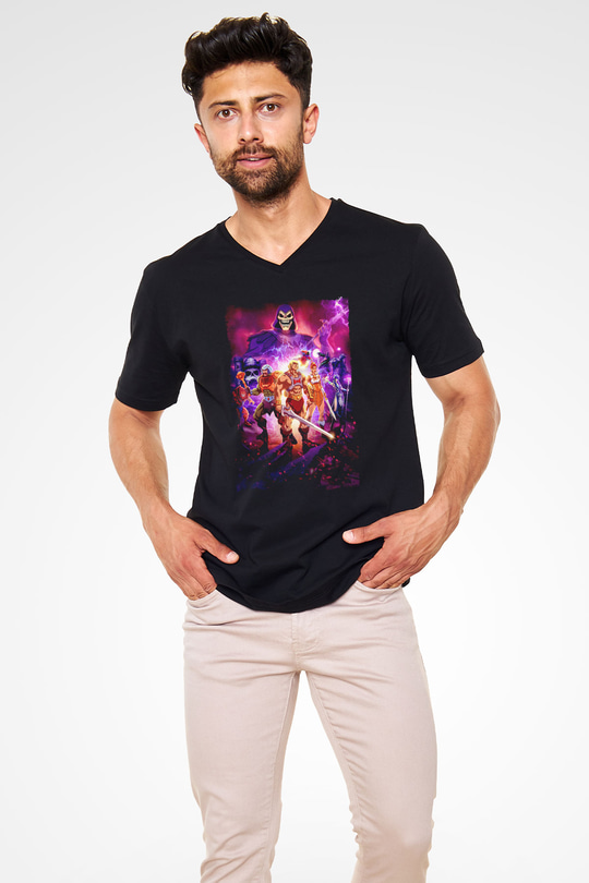 He-Man and the Masters of Universe Siyah Unisex  V Yaka Tişört
