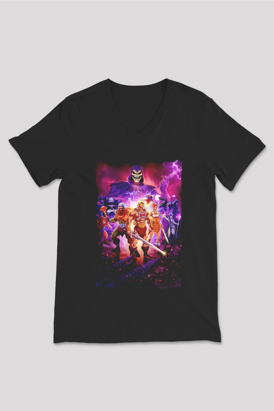 He-Man and the Masters of Universe Siyah Unisex  V Yaka Tişört