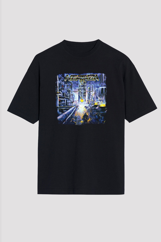 Heathen Baskılı Unisex Siyah Oversize Tişört