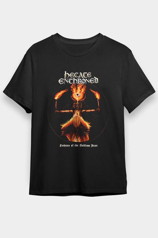 Hecate Enthroned Baskılı Unisex Siyah Tişört - Tshirt