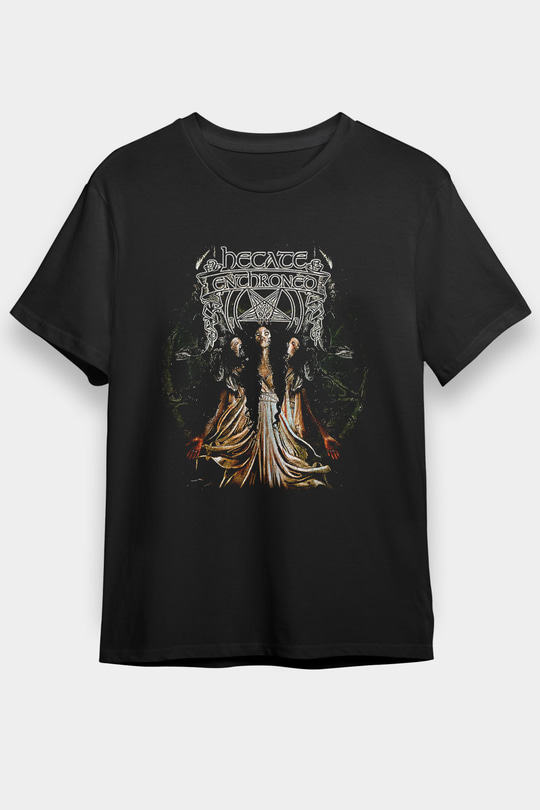 Hecate Enthroned Baskılı Unisex Siyah Tişört - Tshirt