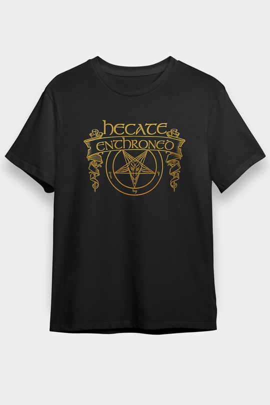 Hecate Enthroned Baskılı Unisex Siyah Tişört - Tshirt