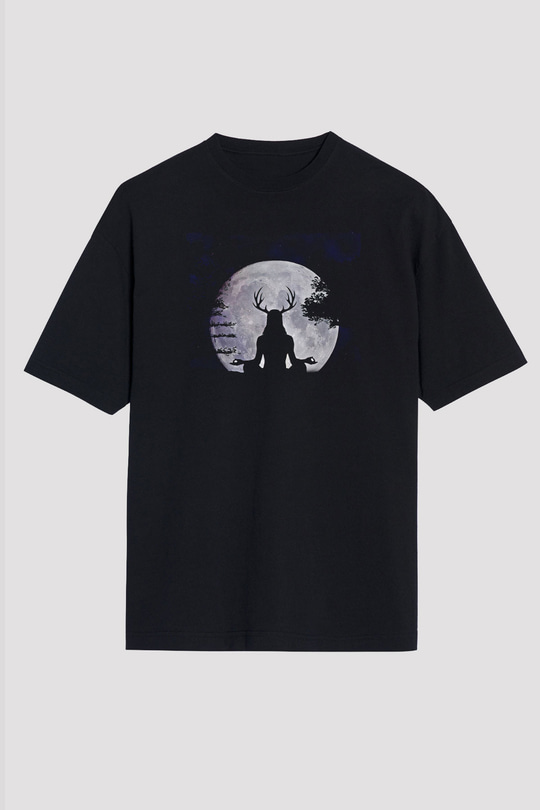 Heilung Baskılı Unisex Siyah Oversize Tişört - Tshirt