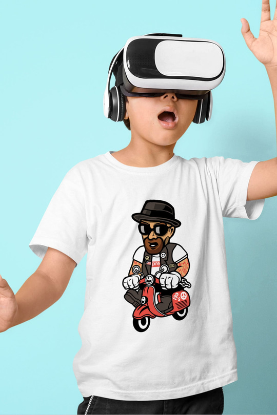 Heisenberg Scooter Baskılı Unisex Beyaz Çocuk Tişört