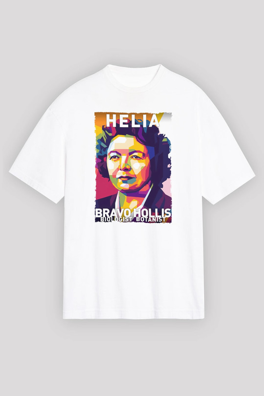 Helia Bravo Hollis Baskılı Unisex Oversize Beyaz Tişört - Tshirt